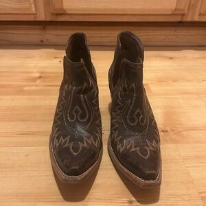 Ariat Dark Brown Embroidered Western Ankle Booties